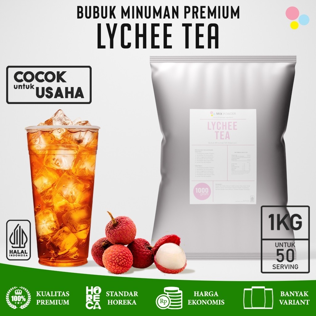 

Bubuk Minuman Rasa Lychee Tea Powder 1 Kg Minuman Bubuk Teh Leci Instan Premium 1Kg