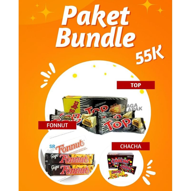 

Promo snack paket bundle murah (top, chacha, fonnut)