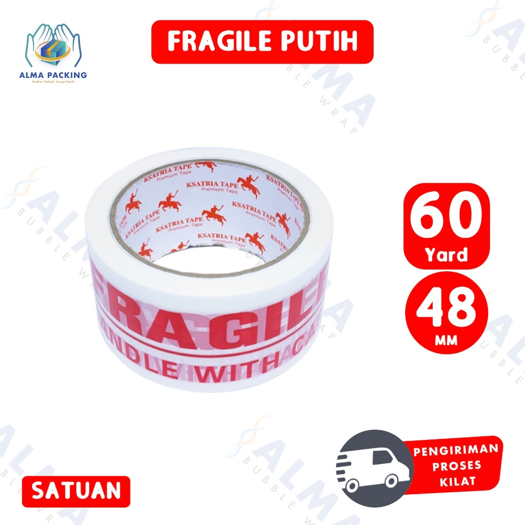 

Lakban OPP Tape / Lakban Fragile Putih Tape 60 Yard