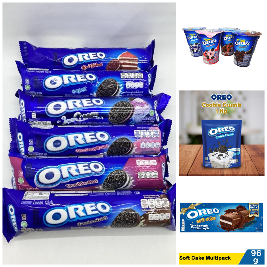 

oreo varian kemasan rasa cookie crumble remahan biskuit wafer original bahan kue cake mix halal cod