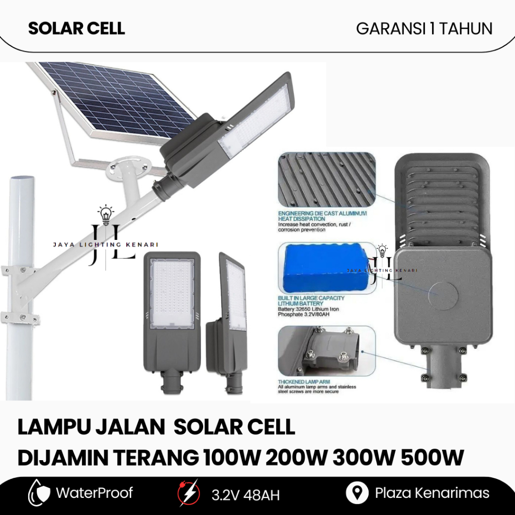 Lampu Jalan PJU Solar Cell 100w 200w 300w 500w Lampu Jalan Tenaga Surya Solar Cell 100 Watt