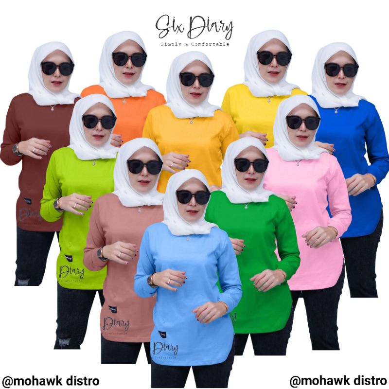 Baju wanita Kaos Polos Lengan Panjang Wanita Original Six Diary Model Bawah Oval