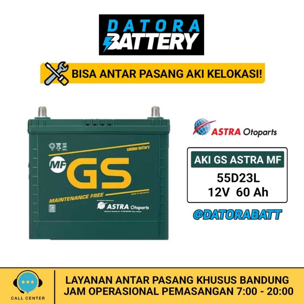 Aki Mobil Suzuki Grand Escudo GS MF 55D23L 60 Ah 12 V Aki Kering