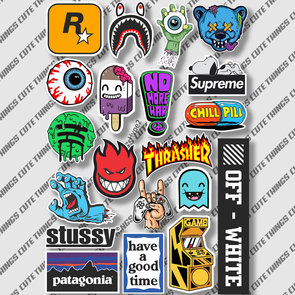 

Sticker vinyl aesthetic hypebeast stussy hagt dropdead || stiker helm case hp tumblr laptop motor