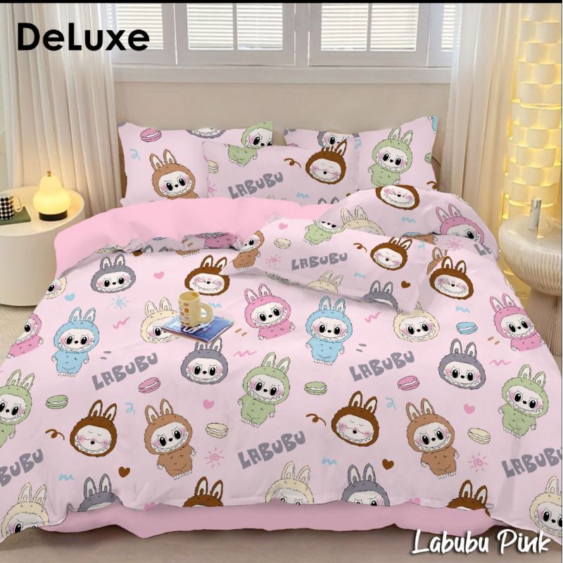 Sprei Labubu Katun Lokal Premium / Sprei Motif Labubu terbaru ready 2 warna by Bintang Kecil / Sprei