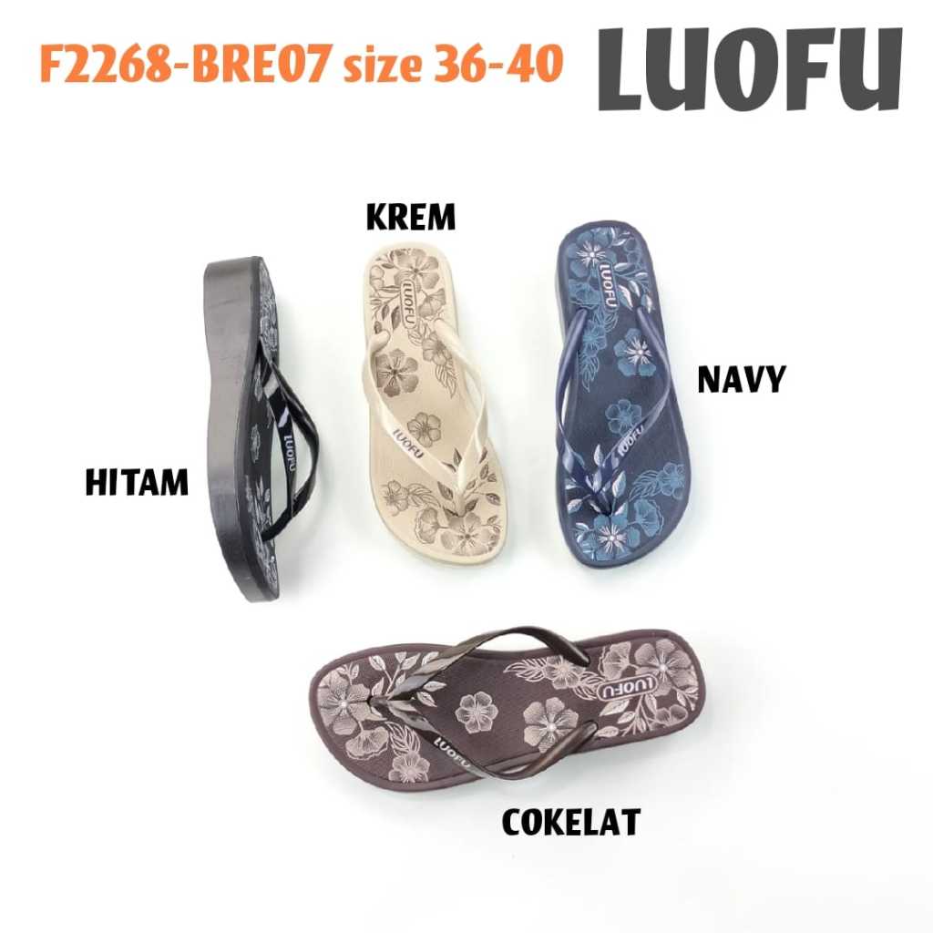 LUOFU F2268-BRE07 jelly sandal jepit wanita karet import sendal cewek