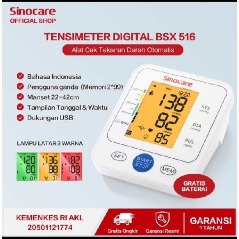 Tensimeter Digital Sinocare BSX516