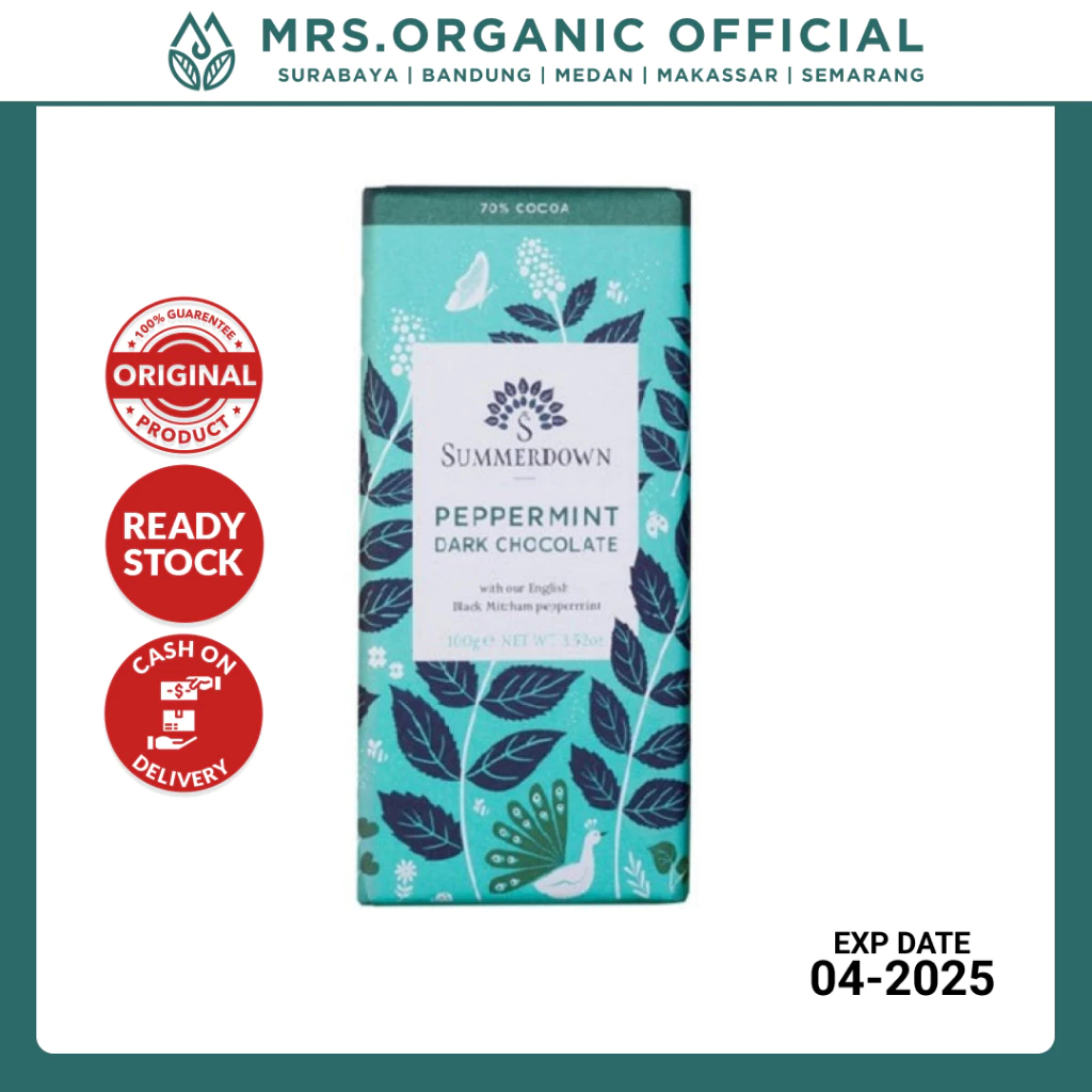 

Cemilan Vegan Coklat Bar Snack Cokelat Hitam Summerdown Dark Chocolate Peppermint Bar 70% Cacao 100 Gr