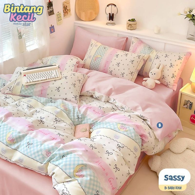 BEDCOVER + SPREI KATUN LOKAL MOTIF RAINBOW/COQUETTE TERBARU (ANTI GESER) ALLSIZE