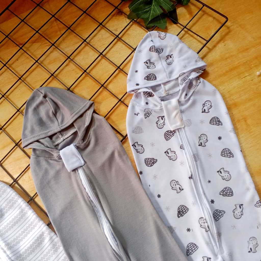 DGT 3 Pcs Bedong Bayi Instan Newborn Resleting Hoodie Jumbo / Bedong Instan Bayi Baru Lahir 0-3