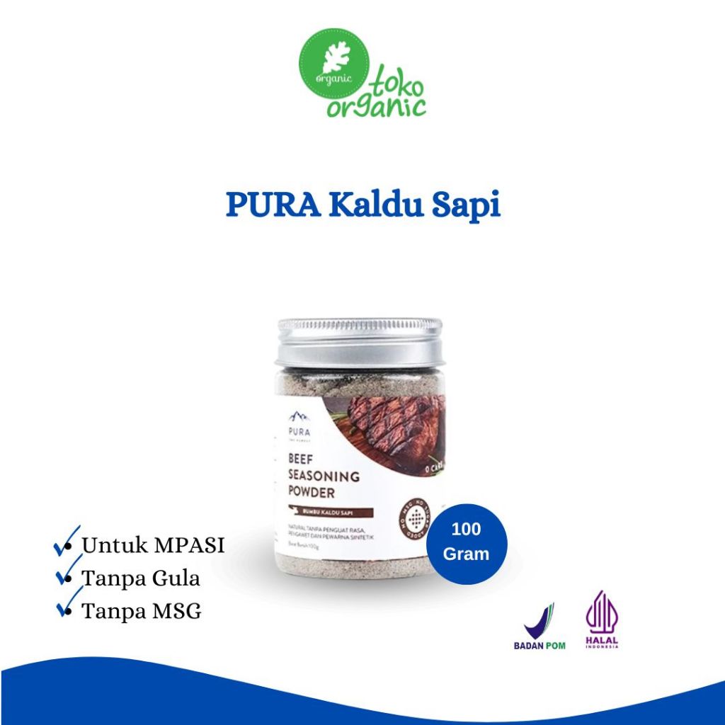 

PURA Beef Seasoning Powder, Kaldu Sapi Bubuk (100gr) | Bumbu Kaldu Sapi, Kaldu Sapi MPASI No Gula No MSG