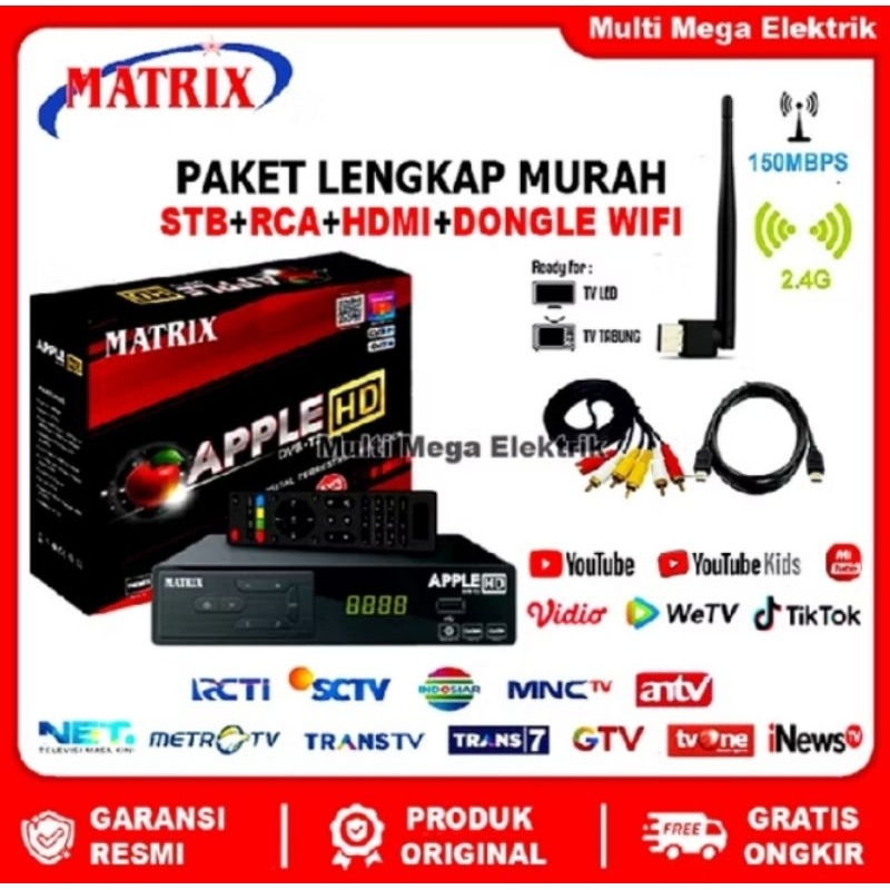 stb matrix Apple hd merah plus dongle wifi