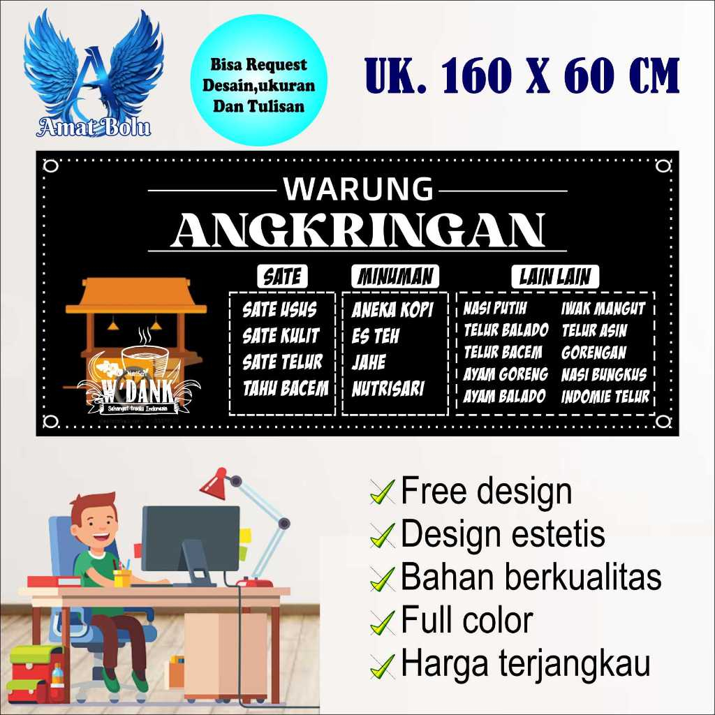 Spanduk / Banner WARUNG ANGKRINGAN Custom Desain