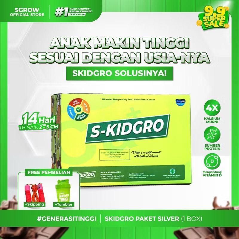 

S-KIDGRO Peninggi Badan Anak Terbaik 100% Original Bpom - 10 SACHET