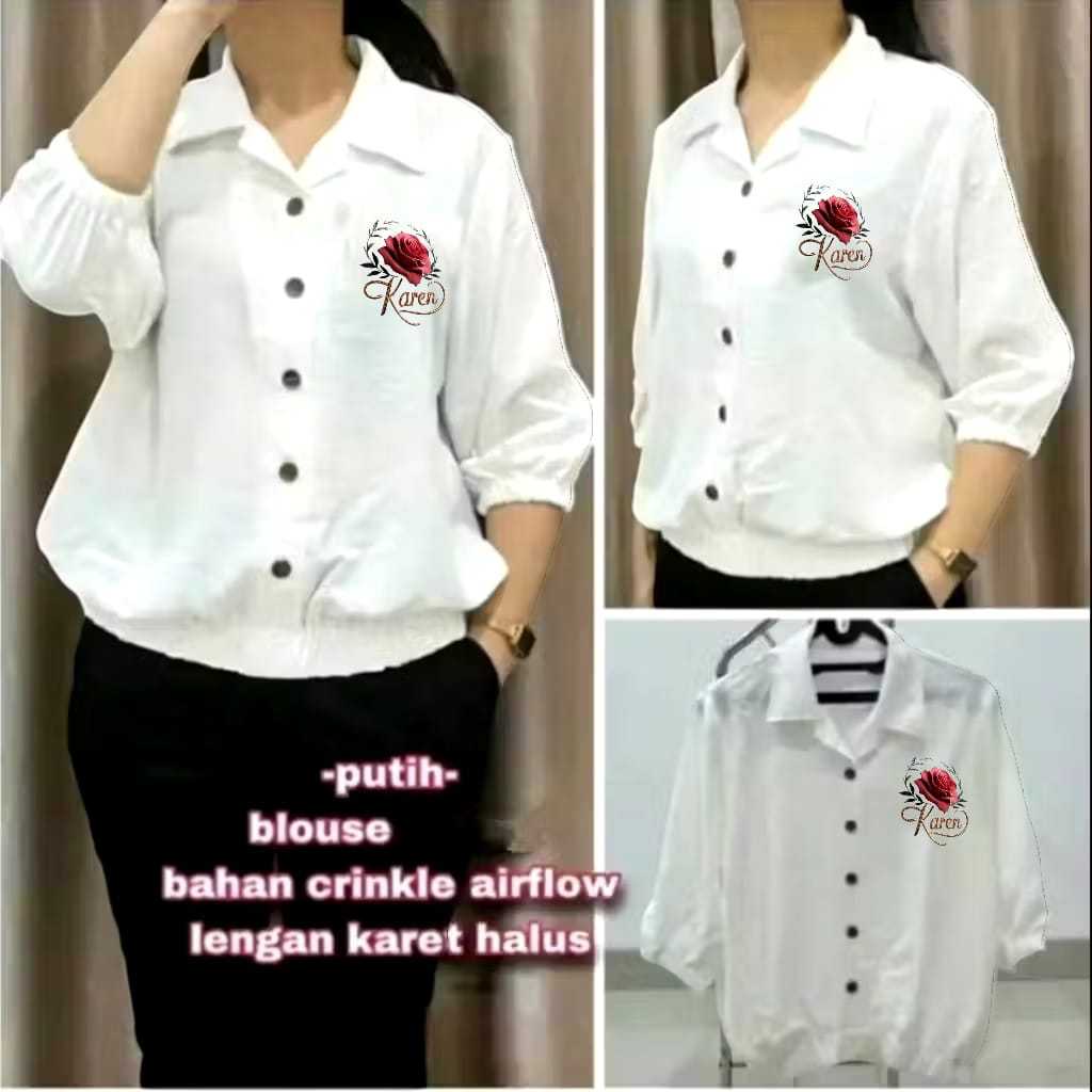 ATASAN WANITA CROP CRINKLE/ATASAN WANITA KEMEJA PINGGANG TERBARU/KEMEJA PINGGANG KARET#star