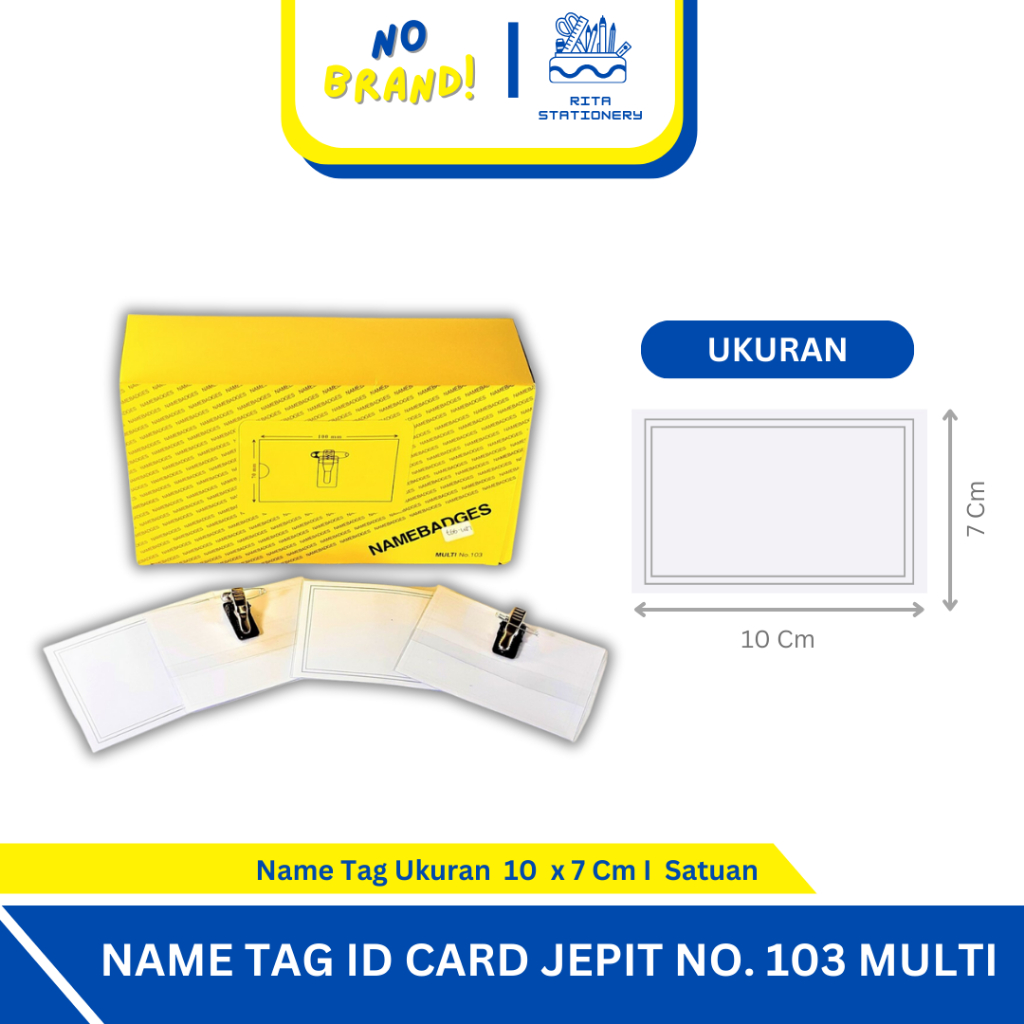 

NAME TAG ID CARD JEPIT NO. 101 MULTI / PENITI PLASTIK 9 CM X 8 CM - Satuan