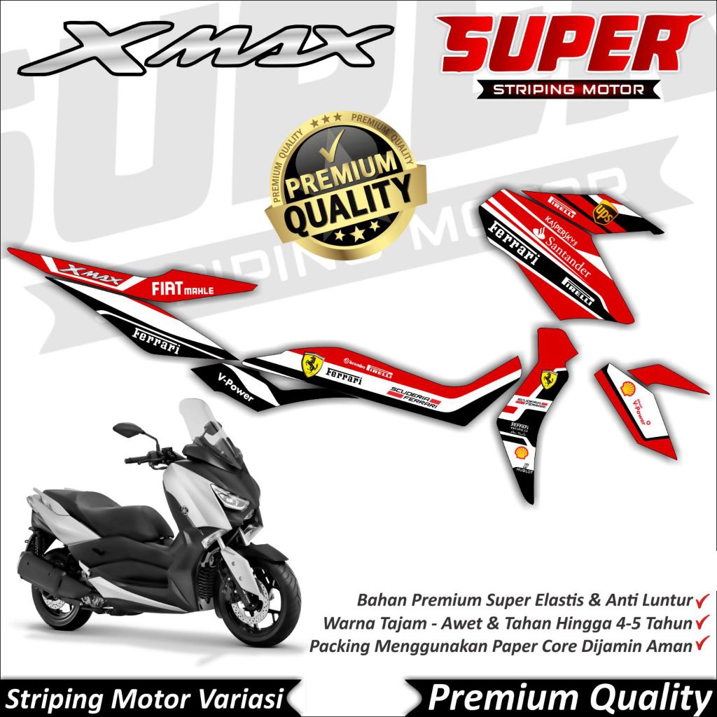 Stiker XMAX 250 Anti Luntur keren Striping XMAX 250 Striping Yamaha XMAX Ferrari