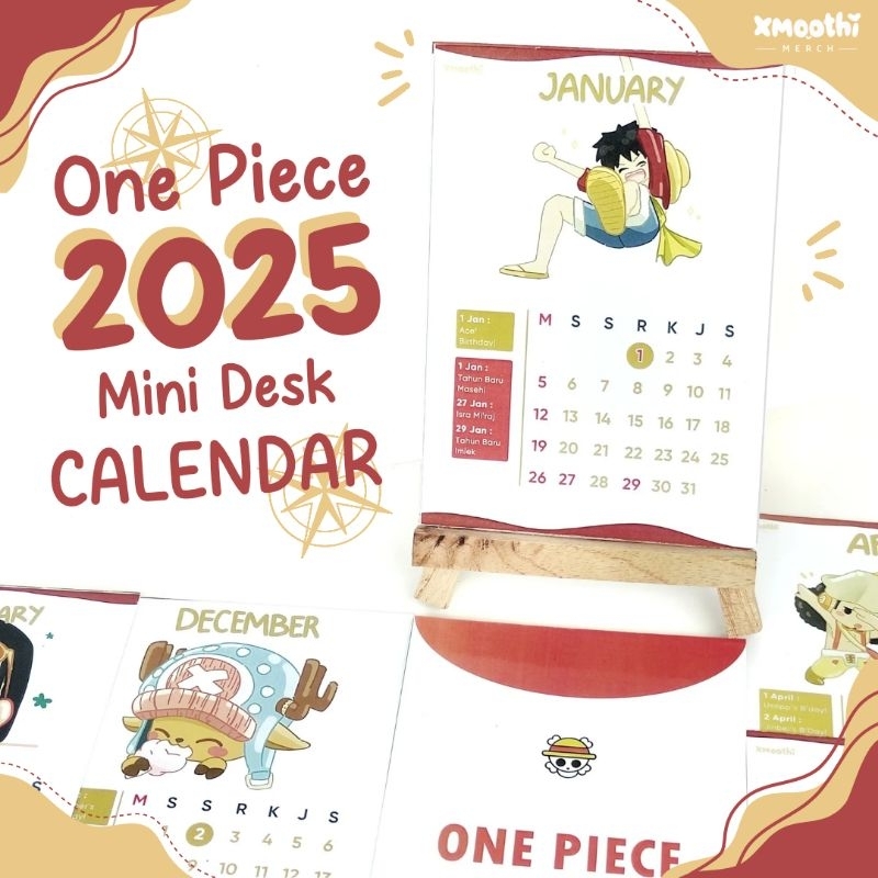 

KALENDER ONE PIECE 2025 - KALENDER MEJA ANIME 2025 - MINI DESK AESTHETIC CALENDAR - KALENDER MEJA ANIME - KALENDER DUDUK LUFFY