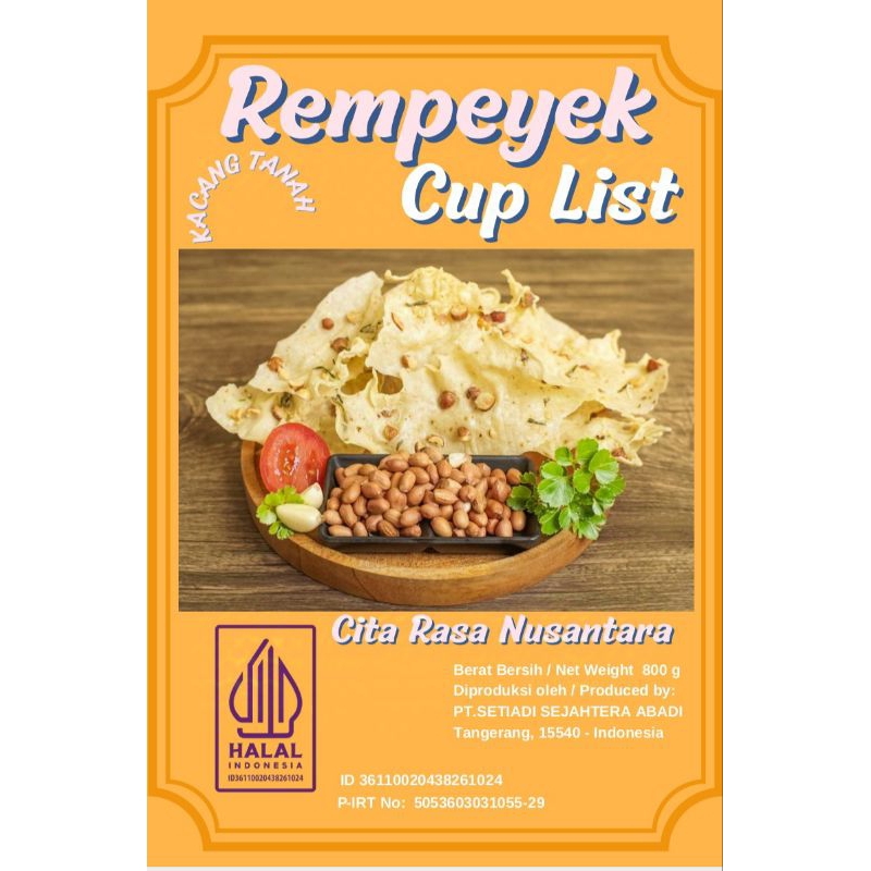 

Rempeyek Cup List Kacang Tanah