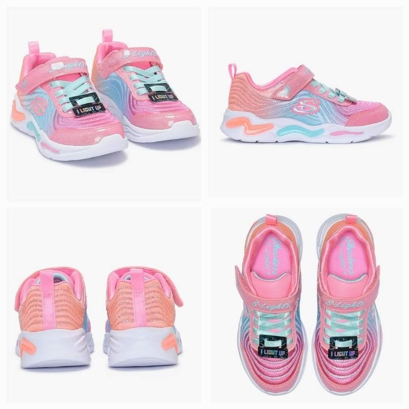 100% Original Skechers Wavy Beams Girl's Shoes - Black dan Pink Kode Produk: SKE302327LBT