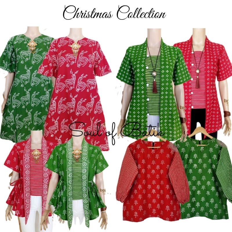 ATASAN BLUS BATIK SANTA.  SERAGAM BATIK NATAL