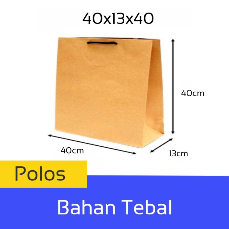 

Paper Bag Coklat Polos Custom Kado Bahan Tebal Ukuran 40x13x40