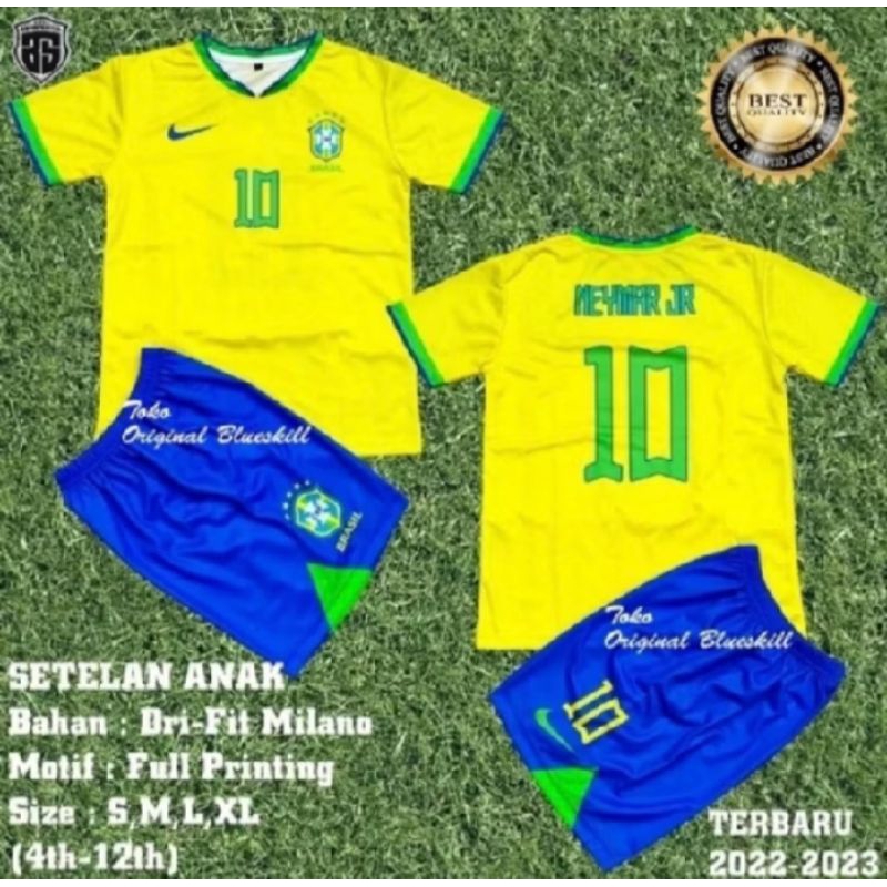 setelan jersey baju bola anak Neymar terbaru - jersey bola kids - kaos bola - setelan bola  Neymar