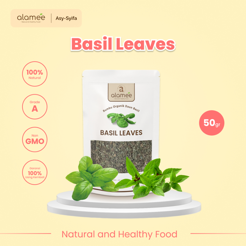 

ALAMEE Daun Basil Kering Bumbu Masak Kering Dapur Dried Leaf Murni Asli Masakan Instan Organik 50gr