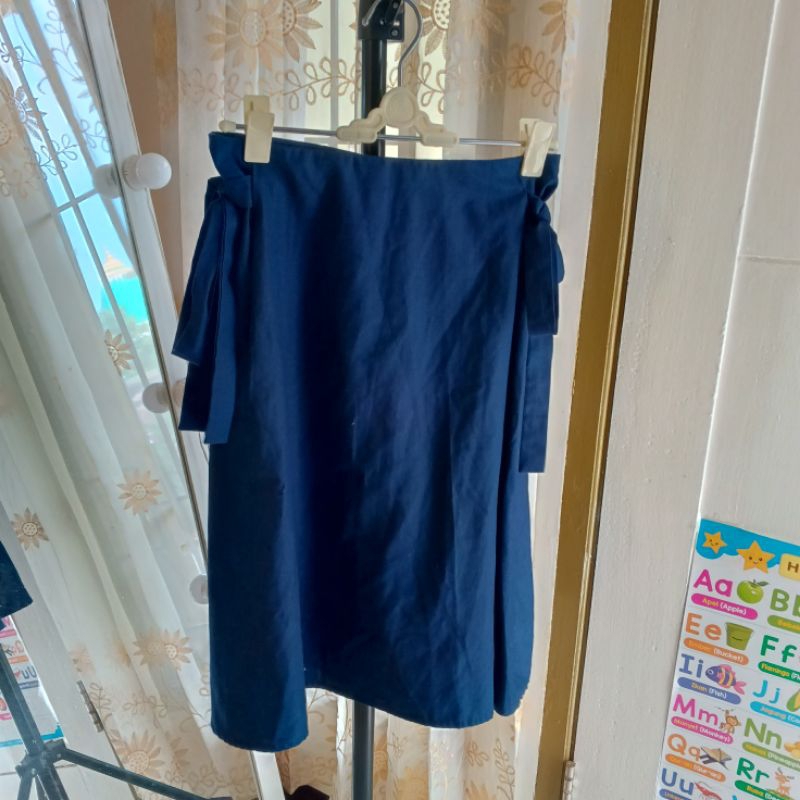 POMELO Navy Ribbon Skirt