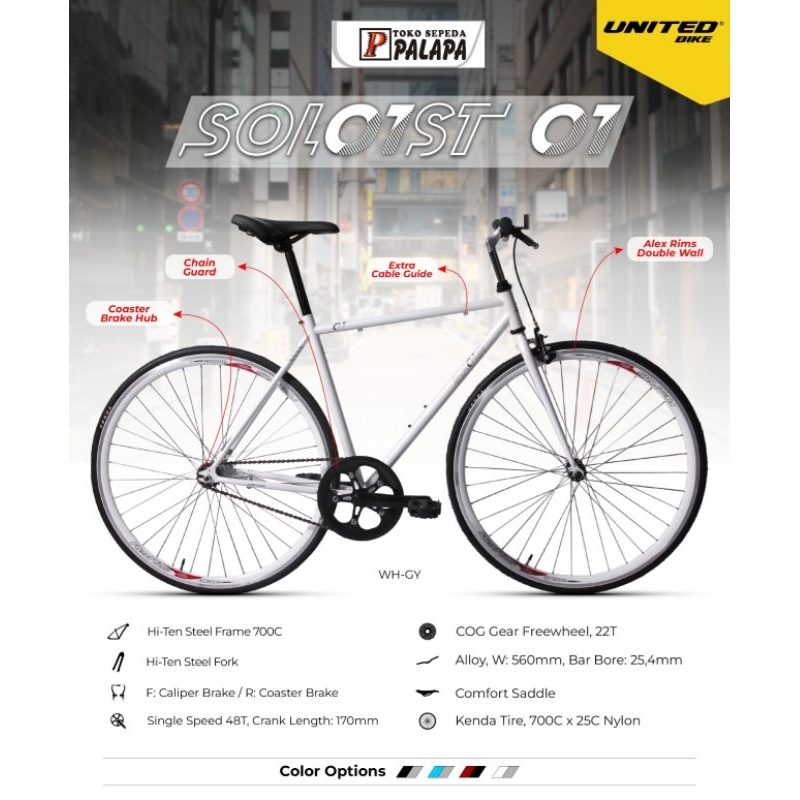 Sepeda Fixie 700C UNITED SOLOIST 01 Best Seller