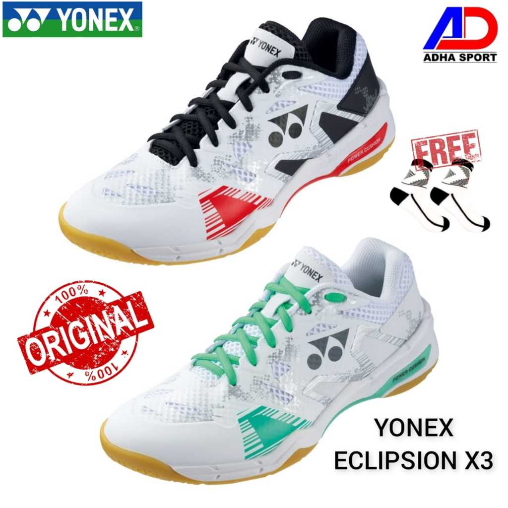 Bonus Kaos Kaki  Sepatu Badminton Yonex Power Chusion Eclipsion X / X3 Original