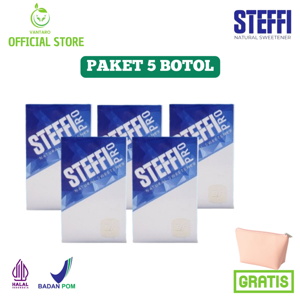 

STEFFI PRO - Paket 5 Botol Pengganti Gula Alami Daun Stevia