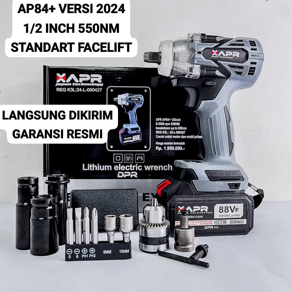 APR JAPAN ap84promax+ raja bor impact wrench ap84promax+ cvt edition 1000nm 1batrei 15cell lxt