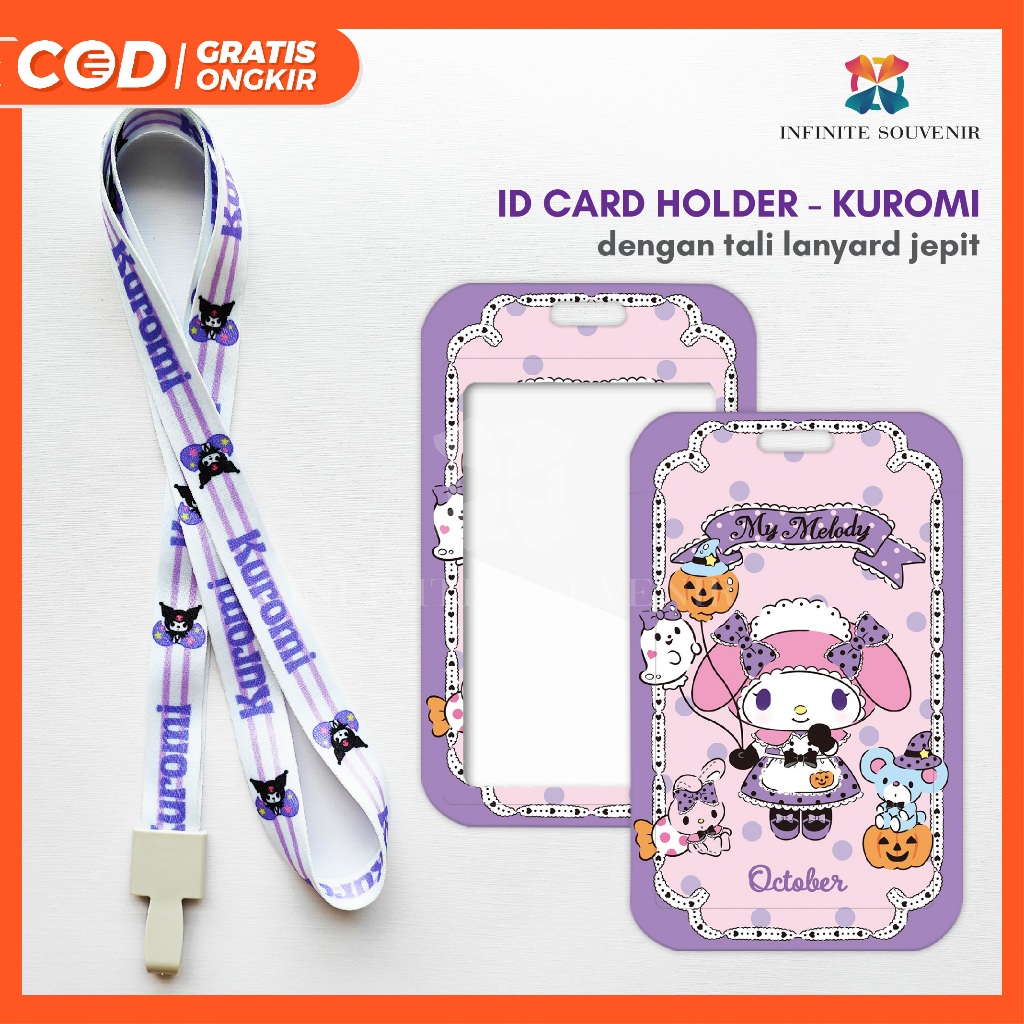 

(N008) NAME TAG KUROMI / ID CARD HOLDER SANRIO DENGAN TALI GANTUNGAN JEPIT LEBAR 1.5CM