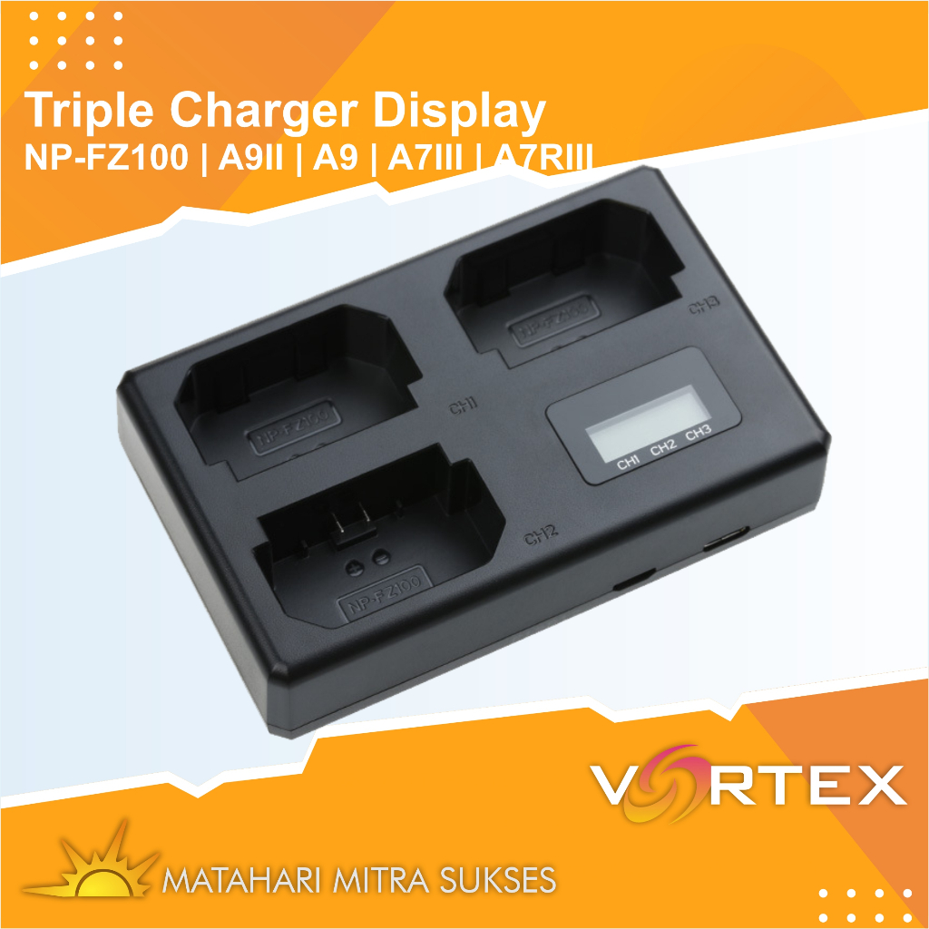 Battery Charger NP-FZ100 Triple Port with LCD