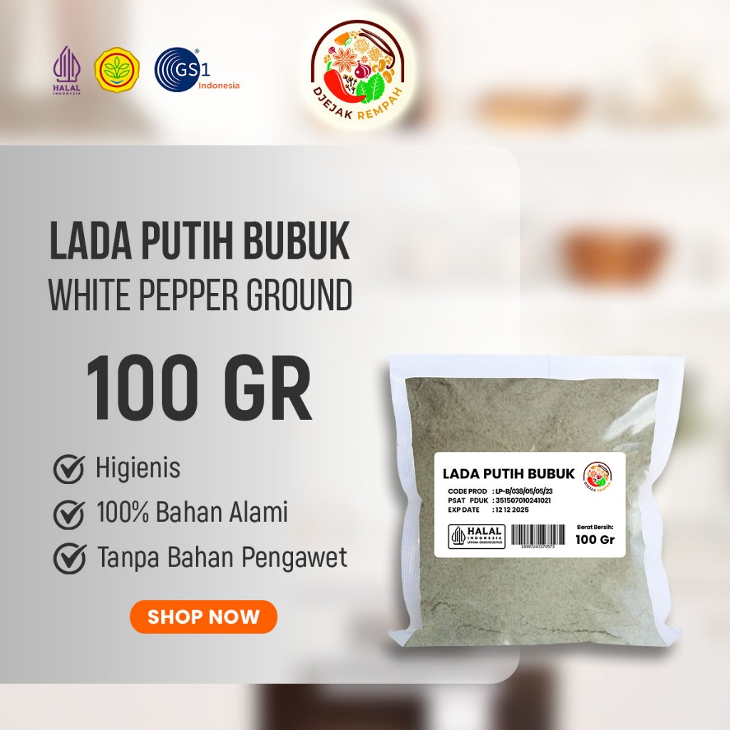 

Lada Putih Bubuk Grade A / White Pepper Premium Powder Grade A (Kemasan 100 Gr - 500 Gr)