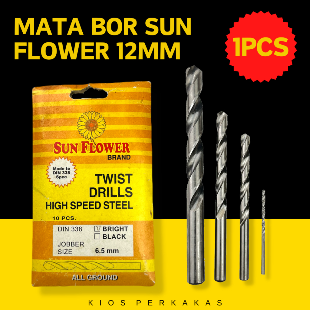 Mata Bor Besi / Mata Bor Kayu Sun Flower Ukuran 12mm Mata Bor Drill Bit Bijian