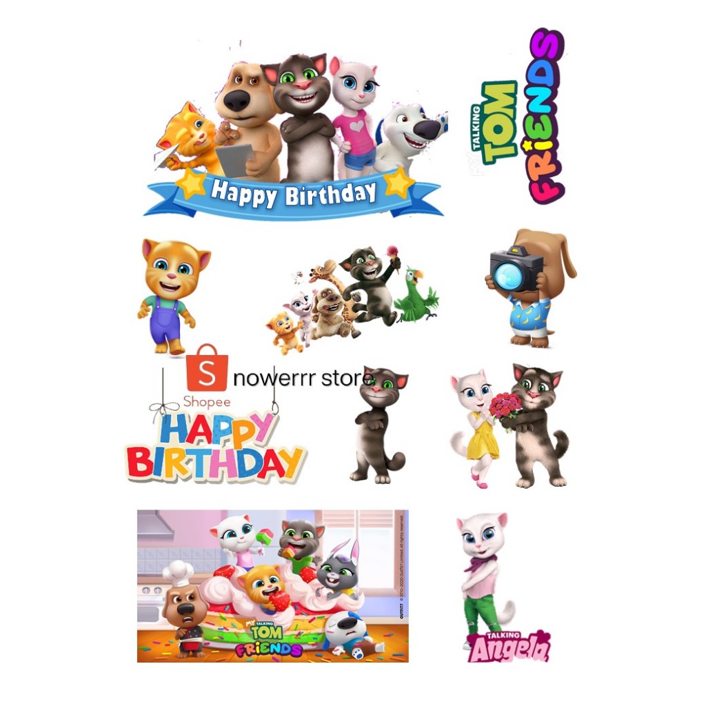 Grosir Topper Cake Tema Talking Tom Angela Custom/Topper Talking Tom Ultah