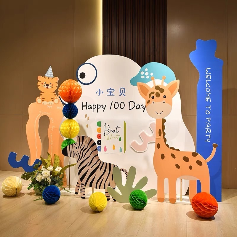 PAKET ANIMAL/JUNGLE DEKORASI BACKDROP / STANDING KARAKTER ULANG TAHUN ANAK / PAKET DEKORASI ULANG TA