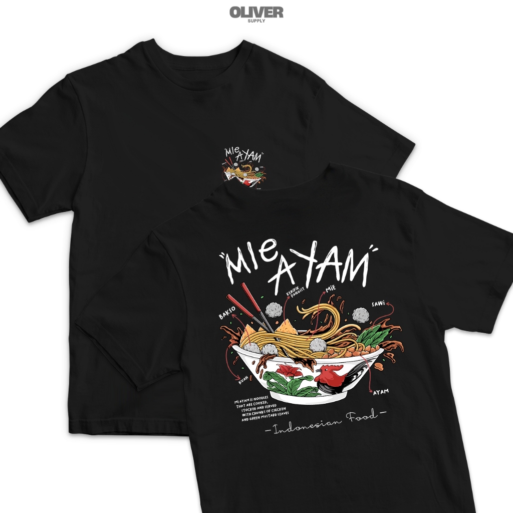 OLVR Kaos Lucu MIE AYAM BAKSO Indonesian Food / ugly t shirt / baju kaos unik aneh lucu / kaos kocak