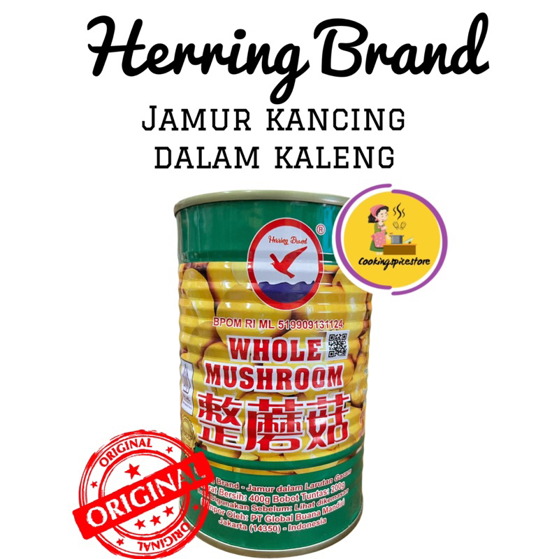 

Jamur Kancing HERRING BRAND Whole Mushroom Dalam Kaleng 400Gr