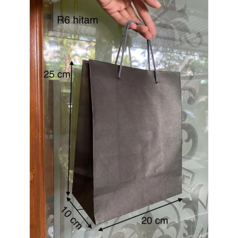 PaperBag Polos HITAM 20x25 Tas kertas Goodie Bag Paperbag BLACK / Paper Bag Hitam