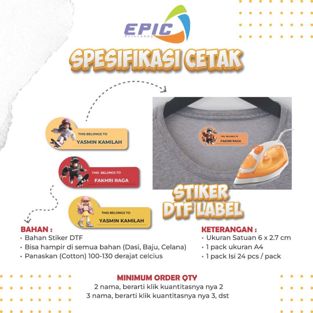 

Stiker Label Baju Print DTF