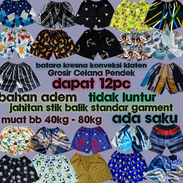 KODE Y29X 1 Lusin Grosir Celana Pendek Kolor Boxer Pria Wanita Lusinan