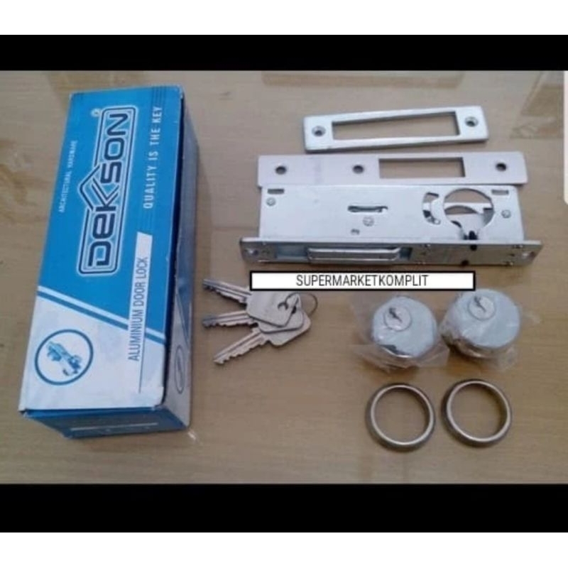 kunci pintu alumunium kaca swing key silinder bulat dekson 8128 asli