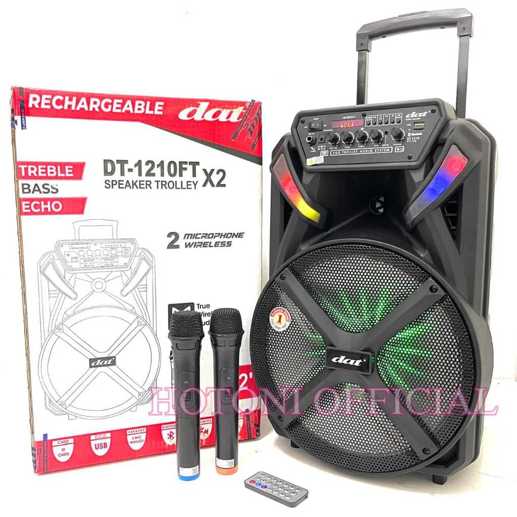 Speaker Portable DAT DT1210FTX2 12inch Original Free 2bh Mic Wireless Dat 1210 ftx2 DT 1210FT X2 ( B