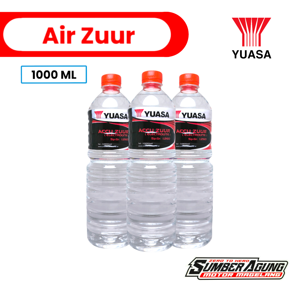 Air Aki Zuur Yuasa 1000 ML Original & Berkualitas Tinggi - Untuk Air aki Basah dan Kering