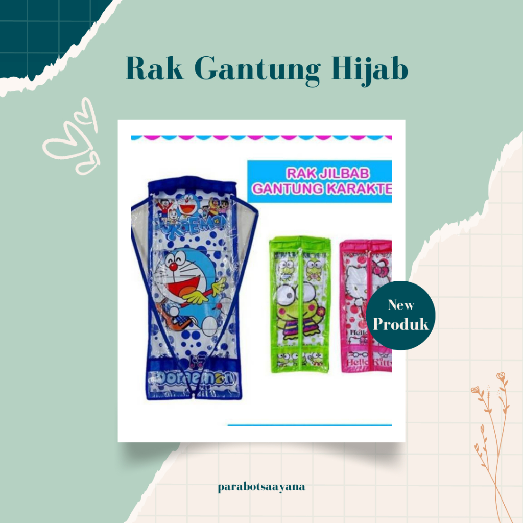 Rak Hijab Gantung Karakter Original - Rak Hijab Dinding Resleting