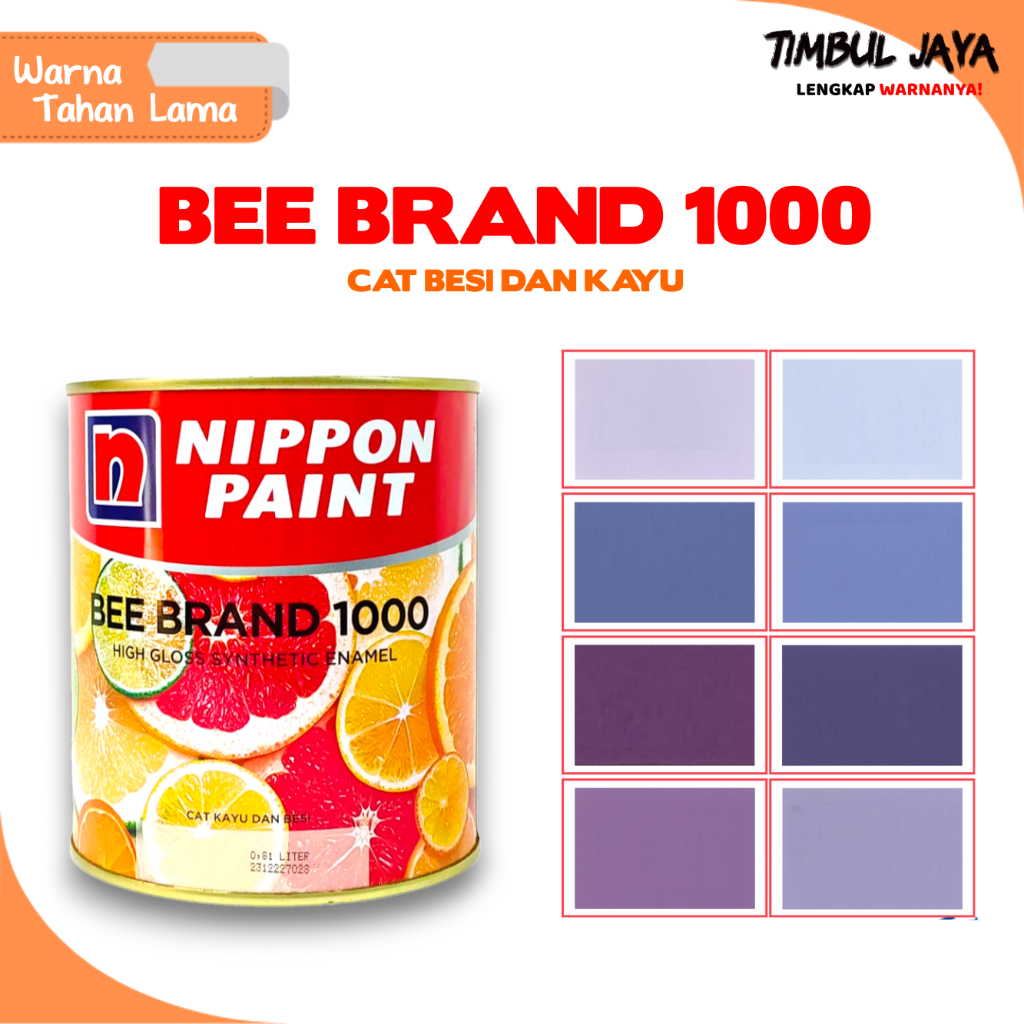 Nippon BEE BRAND 1000 0,9L Cat Kayu dan Besi Nippon Paint / Cat Besi Bee Brand UNGU PURPLE (TINTING)