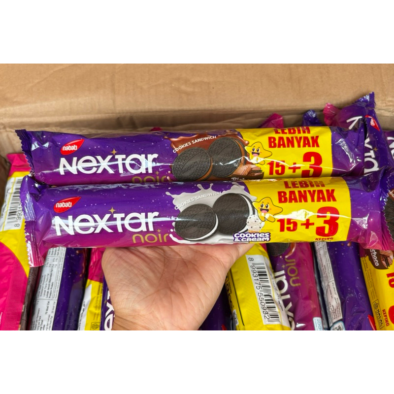 

agen distributor makanan ringan snack biskuit wafer nabati nextar noir cookies sandwich richoco cookies cream pack murah